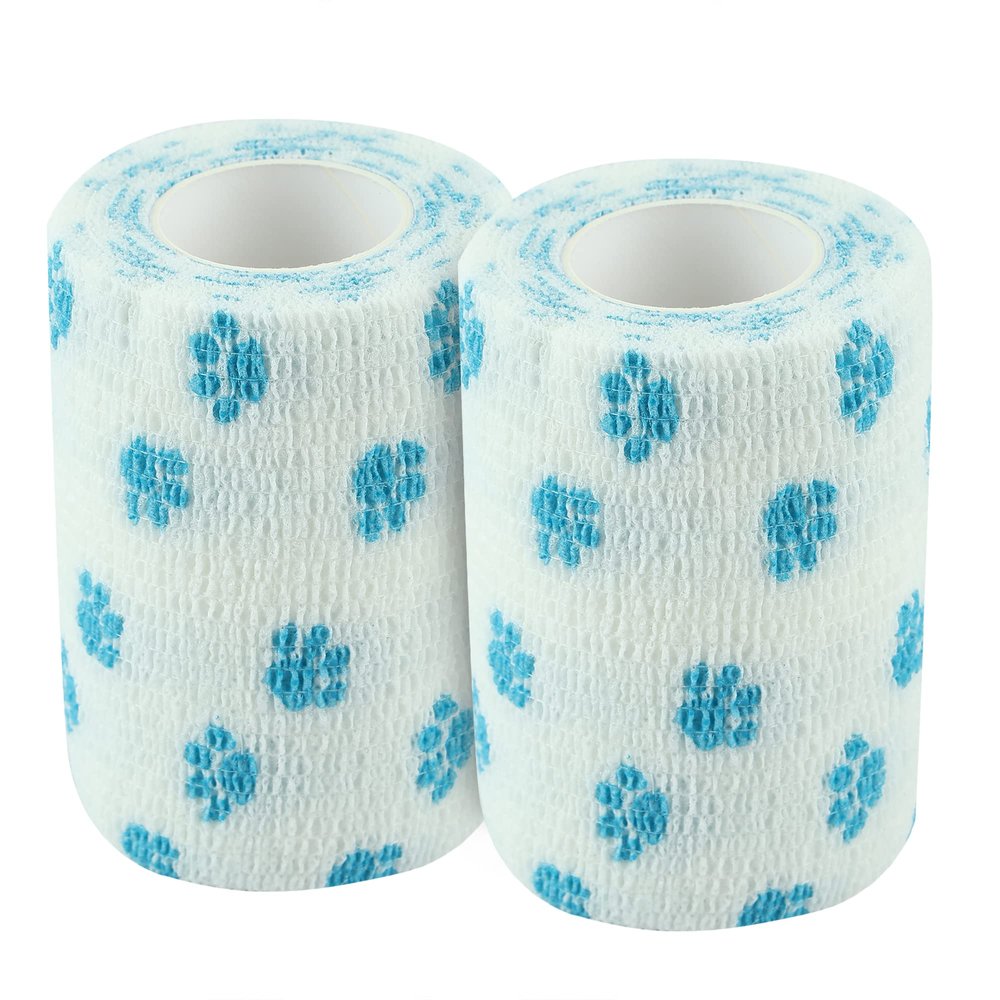 A-Tape Breathable Self Adhesive Cohesive Bandage for Humans & Pets (Dogs, Cats, Birds) Sports, Wrap, Athletic, Non Woven First Aid Medical, Wrist, Swelling (7.5 cm X 4.5 mtr, Pack of 2) (White paw)
