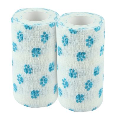 A-TAPE Breathable Self Adhesive Cohesive Bandage for Humans & Pets (Dogs, Cats, Birds) Sports, Wrap, Athletic, Non Woven First Aid Medical, Wrist, Swelling (10 cm X 4.5 mtr, Pack of 2) (Whitesmall Paw)