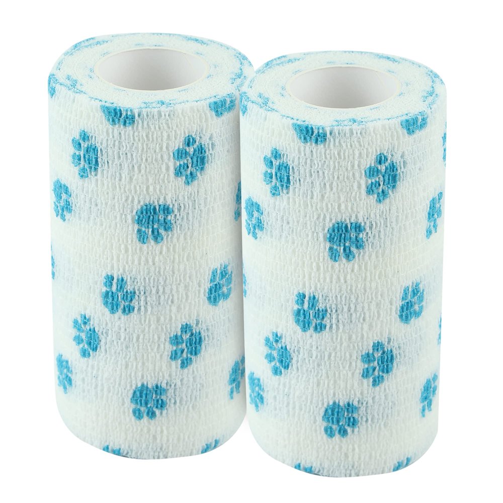 A-TAPE Breathable Self Adhesive Cohesive Bandage for Humans & Pets (Dogs, Cats, Birds) Sports, Wrap, Athletic, Non Woven First Aid Medical, Wrist, Swelling (10 cm X 4.5 mtr, Pack of 2) (Whitesmall Paw)