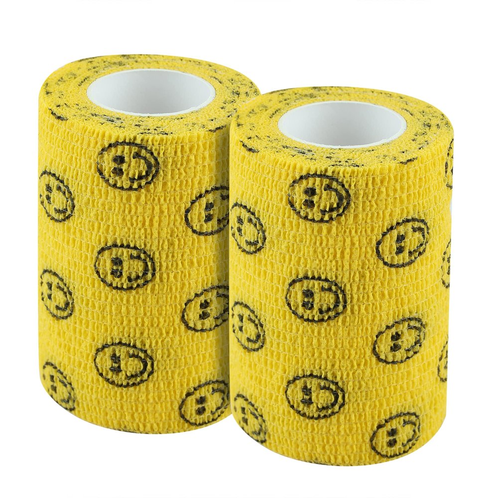 A-Tape Breathable Self Adhesive Cohesive Bandage for Humans & Pets (Dogs, Cats, Birds) Sports, Wrap, Athletic, Non Woven First Aid Medical, Wrist, Swelling (7.5 cm X 4.5 mtr, Pack of 2) (Smiley)