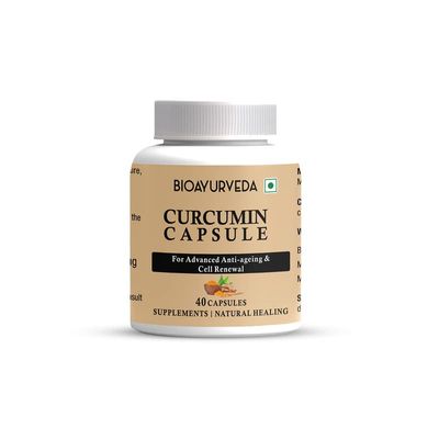 BIOAYURVEDA Curcumin Capsule for Advanced Anti-Ageing and Cell Renewal, 40 Capsules