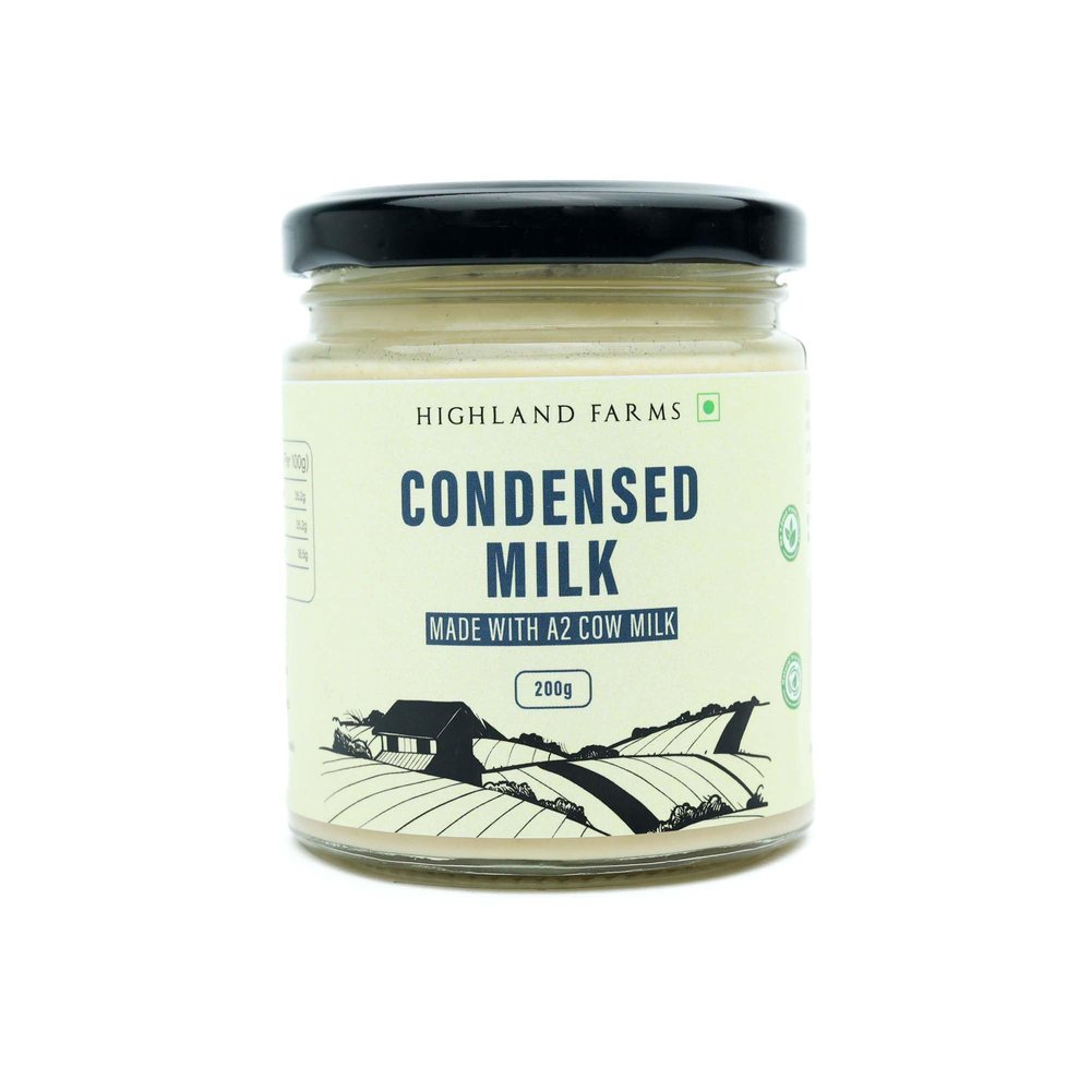 Highland Farms Liquid Condensed Milk|Made With Free Range A2 Milk|Omega-3 Reduce The Risk Of Heart Disease & Stroke|Rich In Protein, Vitamin A And Potassium|Glass Packaging|325G