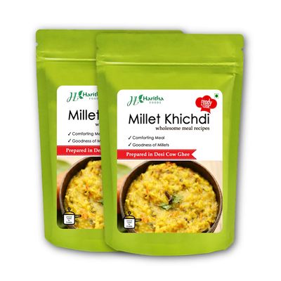 Haritha Foods Millet Khichdi Mix | Gluten Free, Rich in Protein & Fibre | Instant & Nutritious Meal | Made with Natural Ingredients | No Preservatives | Ready in Minutes | 400g (Pack of 2)