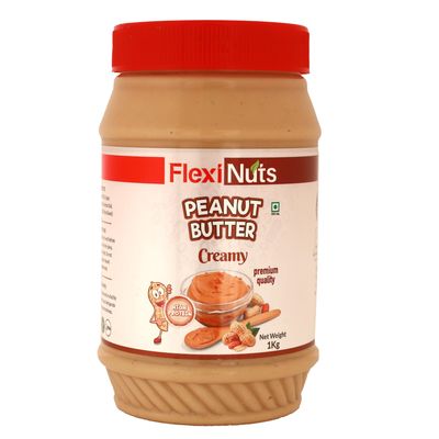 FLEXINUT All-Natural Peanut Butter (Creamy) | No Added Sugar | Non GMO | Gluten Free | Vegan | Cholesterol Free (1KG)