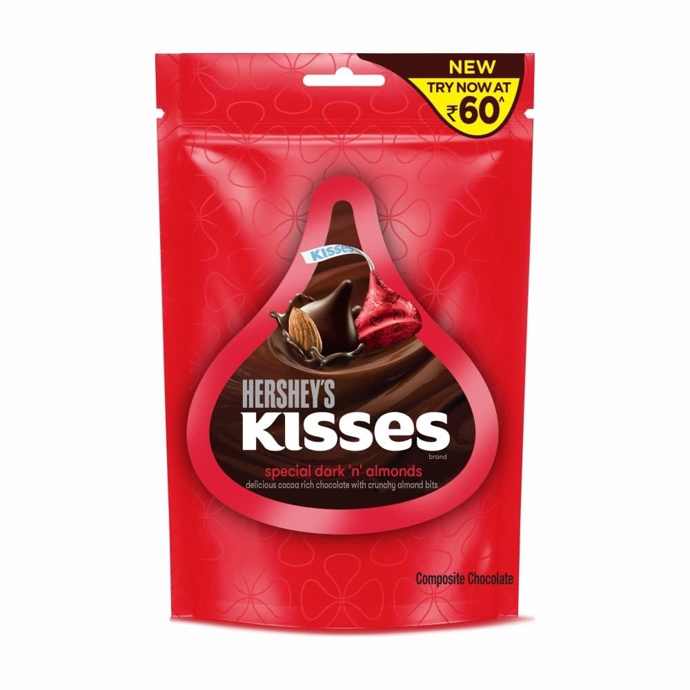 HERSHEY'S Kisses Special Dark 'N' Almonds Melt in Mouth Chocolates 33.6Grams Pack of 3