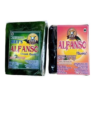 JEET by KSHS Alphanso Combo Aam Papad (Black Khatta & Green Khatta) Total Weight 400Grams