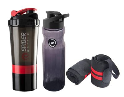 COOL INDIANS Shaker Bottle Combo of Gym Shaker With Wrist Band And Sippy For Gym & Fitness Kit Gym Shaker Workout Bottle Wrist Wrap gym hand band for Men & Women. (RED)
