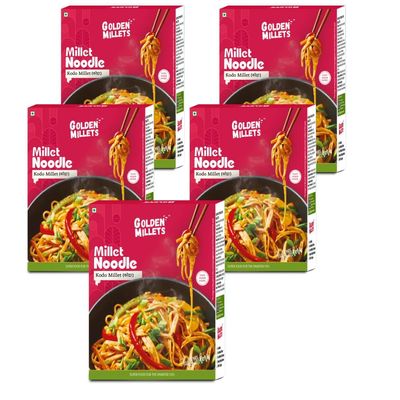 GOLDEN MILLETS Millet Noodles Combo | Kodo Millet Noodles | Millets Noodles For Kids | 0% Maida | No Preservative | Healthy Noodles Millets | Millets Noodles For Diet | ( 5x150g )