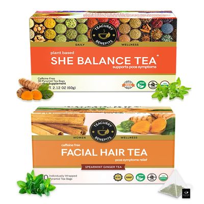 TEACURRY PCOS PCOD Facial Hair Removal Tea combo for women ((2 Mont Pack | 60x 2 Tea Bags))