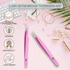 BeautyPros Eyelash Extension Tweezers - Stainless Steel Straight & Curved Tweezer Set - Classic Tip Tweezers For Volume Lash Extension - Pack of 2 - Pink Tweezers (Pink) view 2