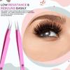 BeautyPros Eyelash Extension Tweezers - Stainless Steel Straight & Curved Tweezer Set - Classic Tip Tweezers For Volume Lash Extension - Pack of 2 - Pink Tweezers (Pink) view 3
