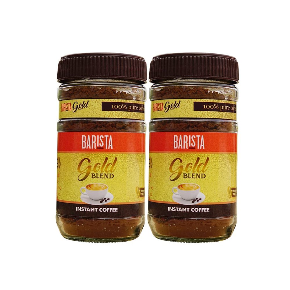Barista Coffee, Gold Blend Instant Coffee Powder, Rich & Smooth, Make Hot or Cold Coffee, 2 x 50g Glass jar - Pack of 2