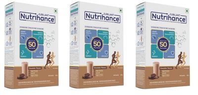 JUBILANT NUTRIHANCE Balanced With 50 Vital Nutrients|Nutrition Drink (3X400 G Chocolate Flavored), Powder, 3 count, 400 grams