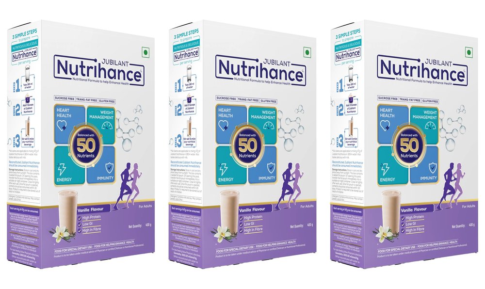 JUBILANT Nutrihance Nutritional Formula Help Enhance Health Nutrition Drink (3X400 G Vanillla Flavored)