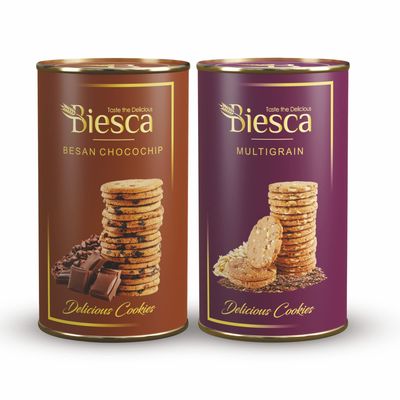 Biesca Combo Pack of Besan Chocochip Cookie and Multigrain Cookies, Delicious and Crunchy, Premium Handmade Nut Biscotti with No Maida and Preservatives Healthy Snack (170gm)