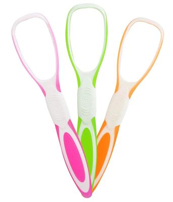 Elecsera Soft Double Action Tongue Cleaner Scrapper For Kids and Adults With Travel Capsule Plastic Tooth brush paste holder flexible design for health, Oral care tool Easy To use - Pack of 3