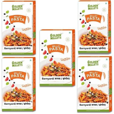 GOLDEN MILLETS Healthy Millet Pasta Combo | Barnyard Millet Pasta | High Protein Pasta | 0% Maida | No Preservative | Millet Pasta For Kids | (Pack of 5)(150g x 5)