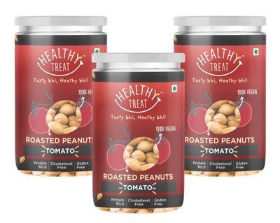 Healthy Treat Roasted Peanut- Tomato 600 Gm - Pack Of 3-200 Gm Each | Tomato Flavoured Peanuts | Moongphali Dana | Classic and Nutritious | Healthy and Tasty Snacking