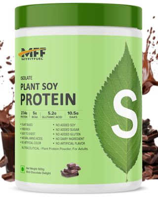 MyFitFuel Plant Soy Protein Isolate 90 | Pure Soy | 500gm, 14 Servings (Rich Chocolate Delight)