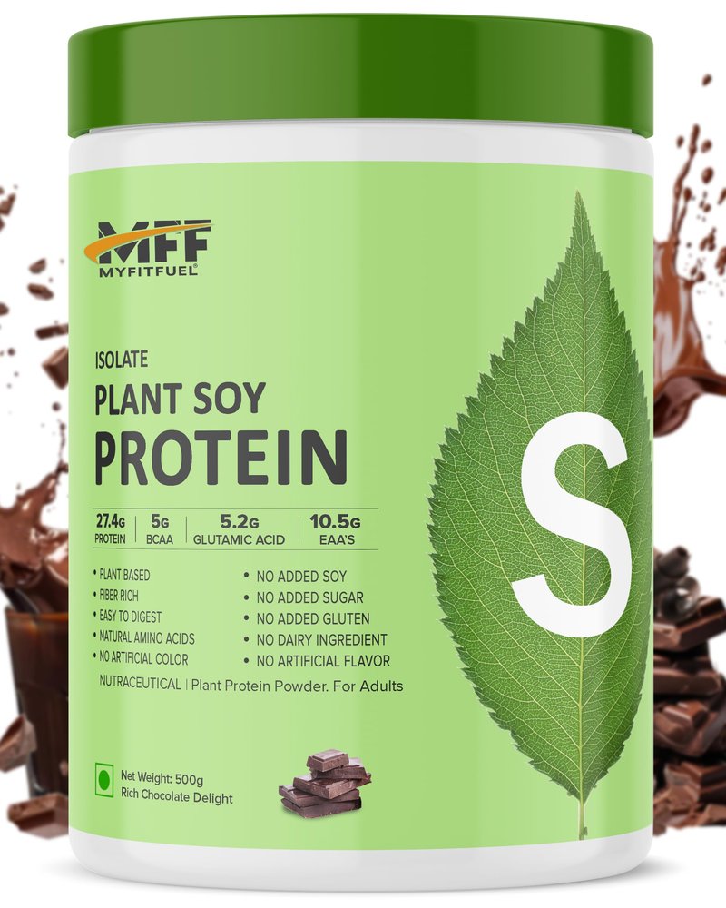 MyFitFuel Plant Soy Protein Isolate 90 | Pure Soy | 500gm, 14 Servings (Rich Chocolate Delight)