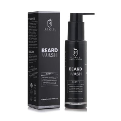 RAWLS Beard Wash Shampoo for Men - 100ml | Nourishing Beard Cleaner with Tea Tree, Coconut & Aqua | Promotes Beard Growth & Keeps Beard Fresh
