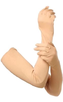 QRAFTINK  Cotton Full Hand ARM Sleeves Gloves For Summer.||, Winter, Dust & Sun Protective beige color
