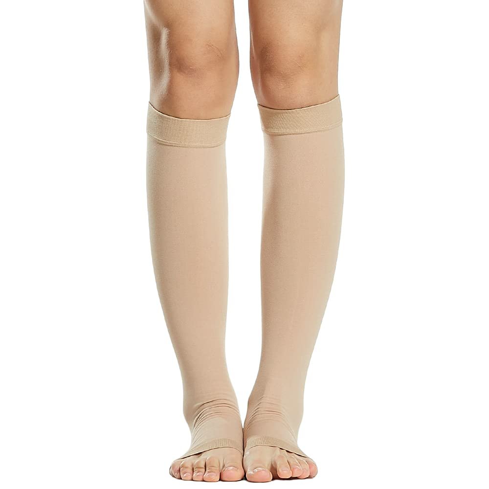 1 Pair Socks Men Women 20-30mmHg Open Toe Stockings Sleeves for Varicose Vein Swelling FANGKAI