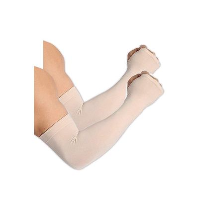 QRAFTINK  Women's and Men's Cotton Full Hand Arm |Sleeves Gloves beige, Free Size Pack Of 1 Pair
