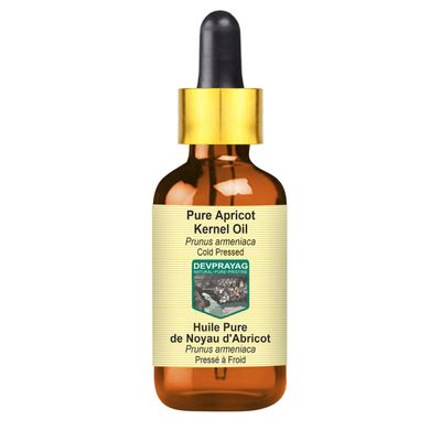 Devprayag Pure Apricot Kernel Oil (Prunus armeniaca) with Glass Dropper | Cold Pressed | Natural | Undiluted | For Diluting Essential Oils | For Skin & Massage | Men & Women | 30ml