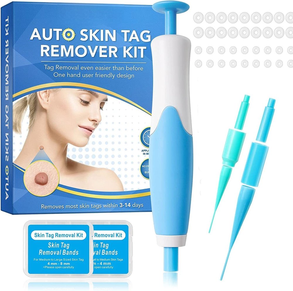Sevia 2 in 1 Skin Tag Removal with Auto Skin Tag Remover Pen with 20 Micro and 20 Regular Skin Tag Bands, Safe and Painless Remove 2mm - 8mm Skin Tags, Painless Skin Tag Remover Kit