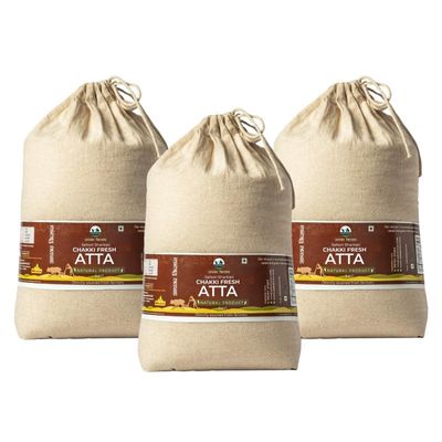APKA KISAN | Sehori Sharbati Chakki Fresh Atta | 15 KG | Stone Grinded | Chemical & Pesticide Free | Organic | No Preservatives | Farmers of Sehore, Madhya Pradesh