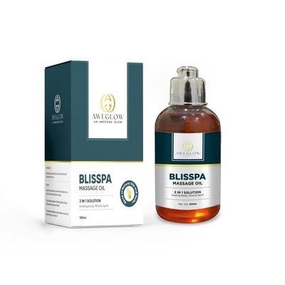 Aweglow Blisspa Massage Oil for Stress Relieve, Aromatherapy, Non-Sticky with All-Natural Ingredients for Men & women - 100ml
