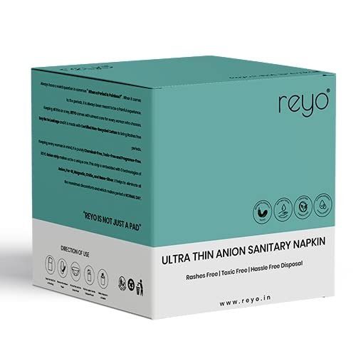 Reyo Premium Ultra Thin Anion Sanitary Napkin Economy Extra-Large (330mm-12pads) Pack of 1 | 10 Layers Of Protection | Fragrance Free Pads