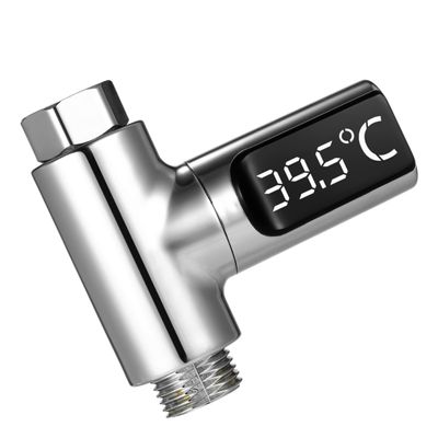 LED Digital 5~85C Shower Thermometer Self-Generating Real-Time Water Flow Temperature Monitor Thermometer with 360 Rotating Screen for Kids Elderly Pets FANGKAI