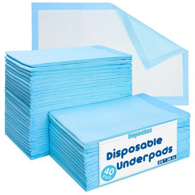 Disposable Underpads Incontinence Bed Pads 24"X36" Disposable Changing Pads Ultra Absorbent Waterproof Incontinence Furniture Protection (24 x 36 inch 40 Count)