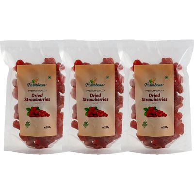 Farmbean StrawberriesDehydrated Strawberry | Real dried fruit | | Healthy Sweet Treats| Rich in Calcium, Antioxidant, Fibers and Vitamin K | Vegan, Non-GMO & No Preservatives 600Gms