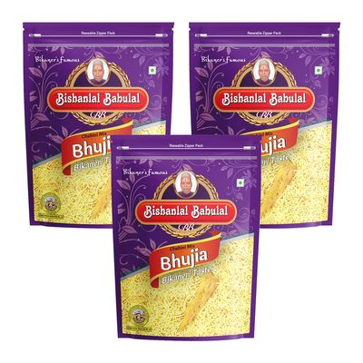 Bishanlal Babulal | Chabini Mix Bhujia | 1.2Kg (Pack of 3, 400gm x 3) | Tasty Bhujia | Bikaneri Namkeen | No Preservatives (Chabini Mix Bhujia 1.2Kg(400Gm x 3))