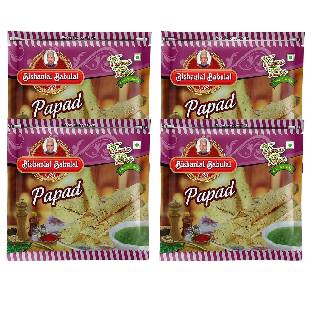 Bishanlal Babulal | Spicy Tikdi Papad | 1.6Kg(Pack of 2, 400Gm x 4) | Tasty | Bikaneri Tikdi Papad | Spicy |No Preservatives (Tikdi Papad 1.6Kg(400Gm x 4))