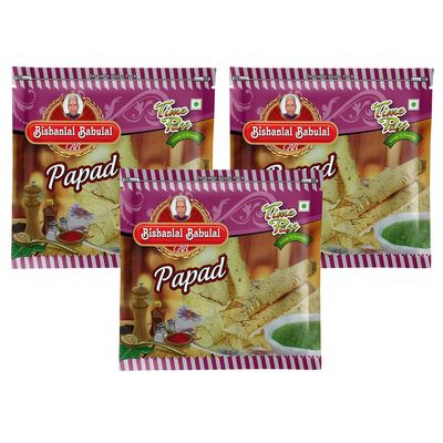 Bishanlal Babulal | Spicy Tikdi Papad | 1.2Kg(Pack of 3, 400Gm x 3) | Tasty | Bikaneri Tikdi Papad | Spicy |No Preservatives (Tikdi Papad 1.2Kg(400Gm x 3))