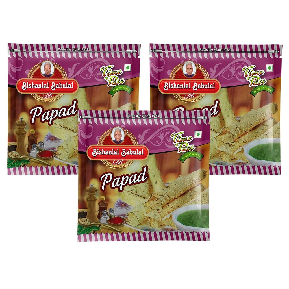 Bishanlal Babulal | Spicy Tikdi Papad | 1.2Kg(Pack of 3, 400Gm x 3) | Tasty | Bikaneri Tikdi Papad | Spicy |No Preservatives (Tikdi Papad 1.2Kg(400Gm x 3))