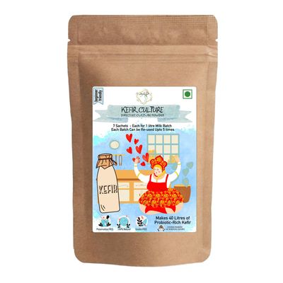 Alla's Posh Flavors Kefir "Direct Set" Culture | Pack of 7 Sachets | NOT with 55-60 but with specially selected strains for INDIAN GUT MICROBIOME | Make Batch After Batch Probiotic-Rich Kefir | Zero Maintenance | Warm, Mix, Incubate | Instructions, 