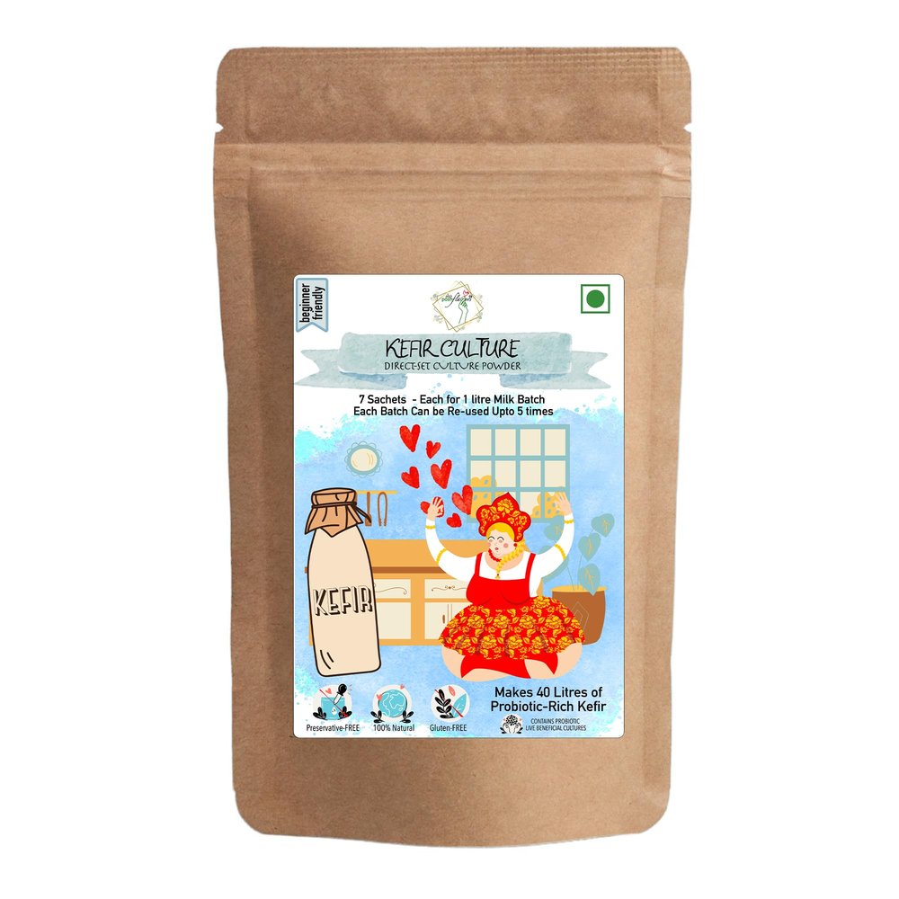 Alla's Posh Flavors Kefir "Direct Set" Culture | Pack of 7 Sachets | NOT with 55-60 but with specially selected strains for INDIAN GUT MICROBIOME | Make Batch After Batch Probiotic-Rich Kefir | Zero Maintenance | Warm, Mix, Incubate | Instructions,