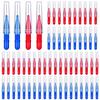 GOUWEIBA 100 Pcs Interdental Brushes, Soft Toothpicks Tooth Flossing Head, Oral Dental Hygiene Brush Dental Hygiene Flosser Tooth Cleaning Tools for Braces Oral Cleaning (Blue+red) view 1