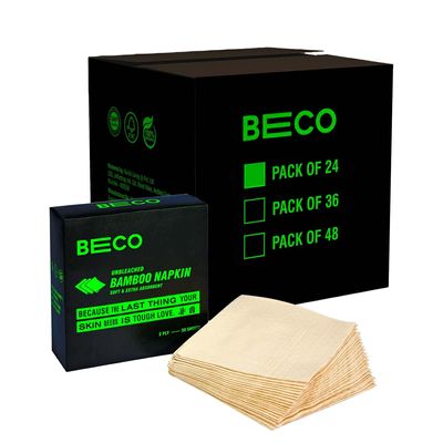 Beco Bamboo Super Soft & Absorbent Serving Tissue Napkins Bulk Pack 2400 sheets 1200 Pulls 2 ply- 100% Natural and Ecofriendly (Pack of 24)