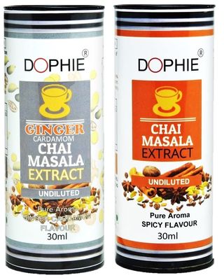 Dophie Ginger Cardamom chai masala extract drops-1, Masala tea drops -1 / Amazing taste of masala chai/Can use with all type teas/more flavour than masala chai powder (Combo Pack)