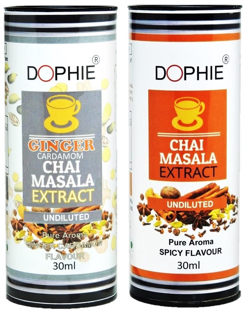 Dophie Ginger Cardamom chai masala extract drops-1, Masala tea drops -1 / Amazing taste of masala chai/Can use with all type teas/more flavour than masala chai powder (Combo Pack)