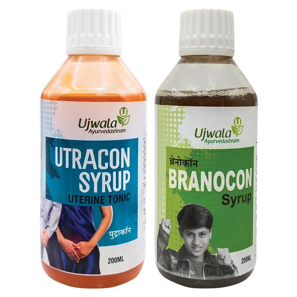 Ujwala Ayurvedashram Branocon And Utracon Syrup Combo Kit I For Urinary Incontinence I Bed Wetting I Dribling Urine|, Pack Of 1