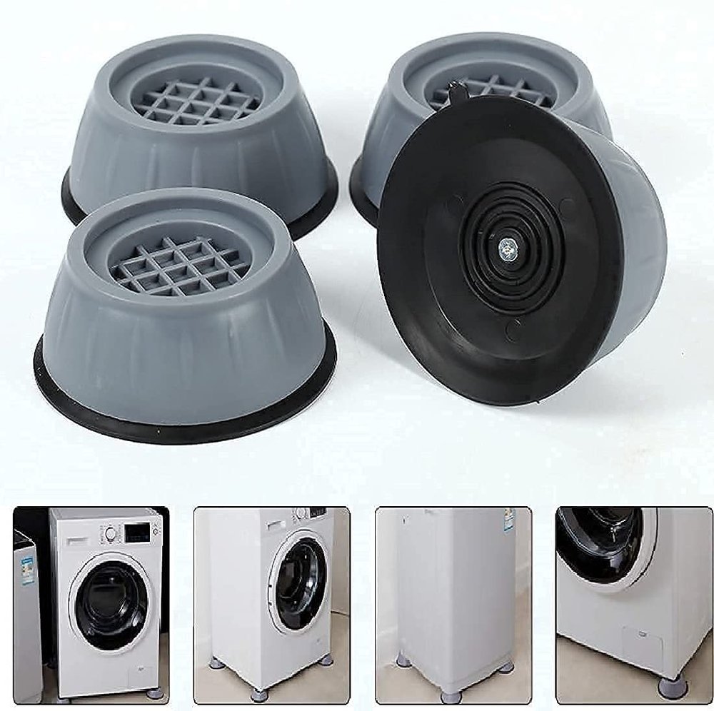 DEE SONS Washer Dryer Anti Vibration Pad with Suction Cup Feet, Fridge Washing Machine Feet Pads Leveling Feet Anti Walk Pads Shock Absorber Furniture Lifting Base(4 Piece)