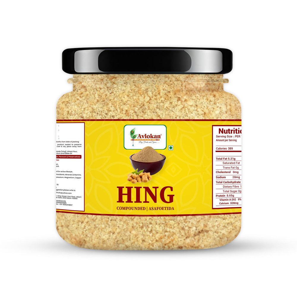 Avlokan Brand Strongest Compounded Pure Hing Powder Asafoetida Hing Jar 100g