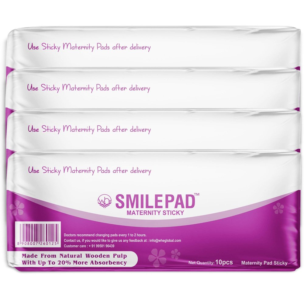 Smilepad Sticky Maternity Pads for Women Post Pregnancy | Ultra Absorption up to 250ml, XXL Size | Combo Pack of 4 - (40 Counts) | perfect for after 3/4 days of delivery